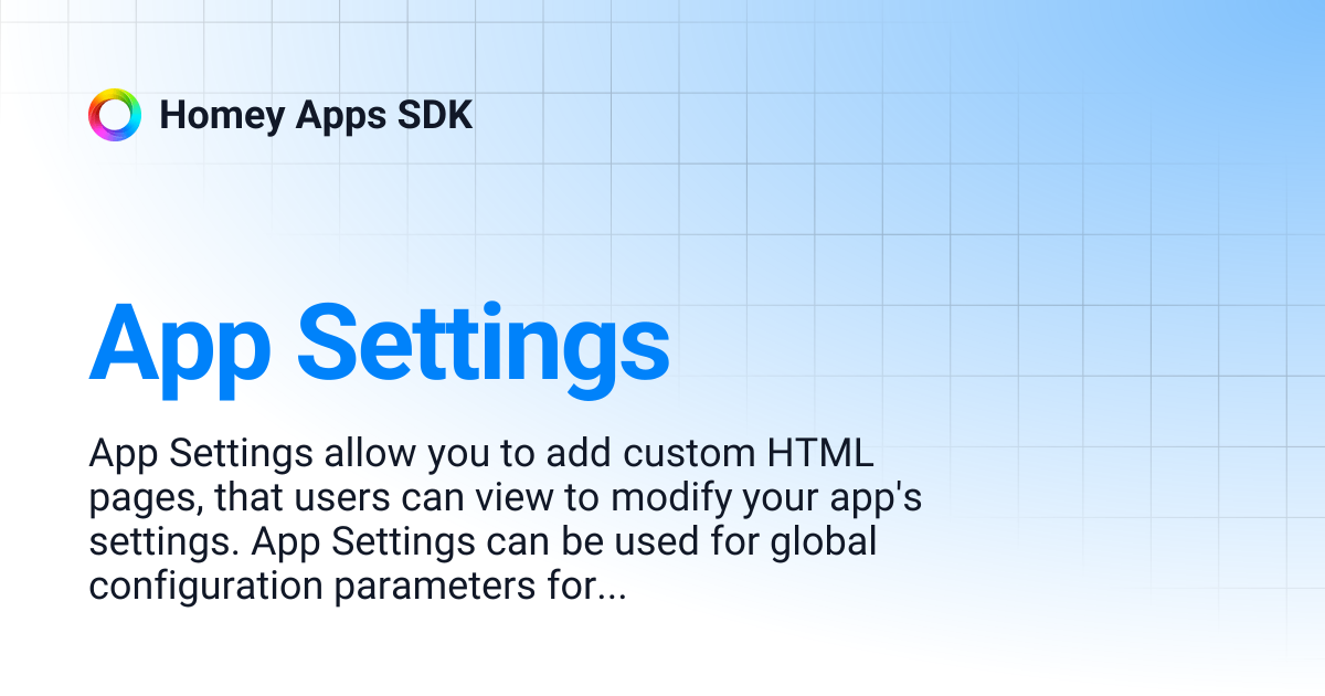 App Settings | Homey Apps SDK